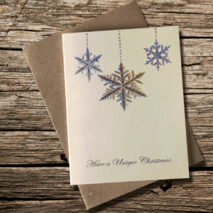 tarjetas de felicitacion de navidad con copos de nieve reales al microscopio